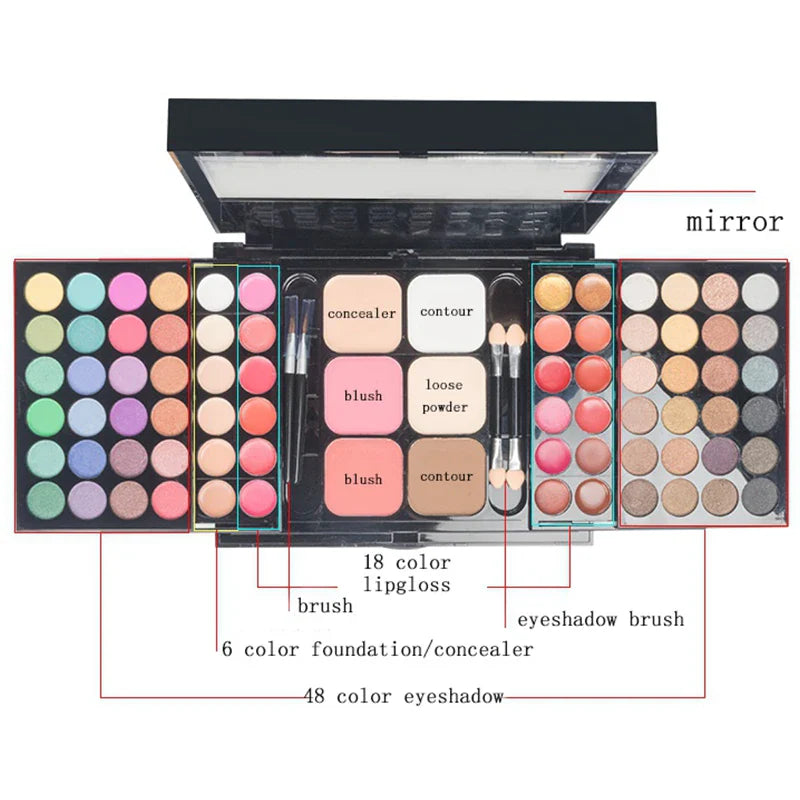 40/74/78 Colors Glitter Eyeshadow Palette Matte Waterproof Long Lasting Pressed Powder Cosmetics Kit  Fashion Women MakeUp Tools LadyShow.Store