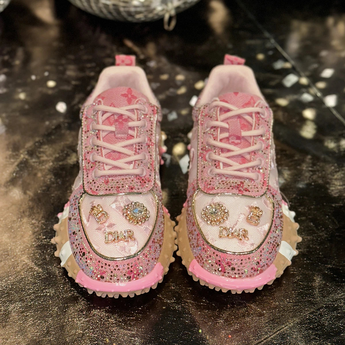 Luxury Designer Women's Sneakers Fashion Luxury Rhinestone Ladies Shoes 2026 New Outdoor Platform Female Sports Shoes Vulcanize Pi-Mart