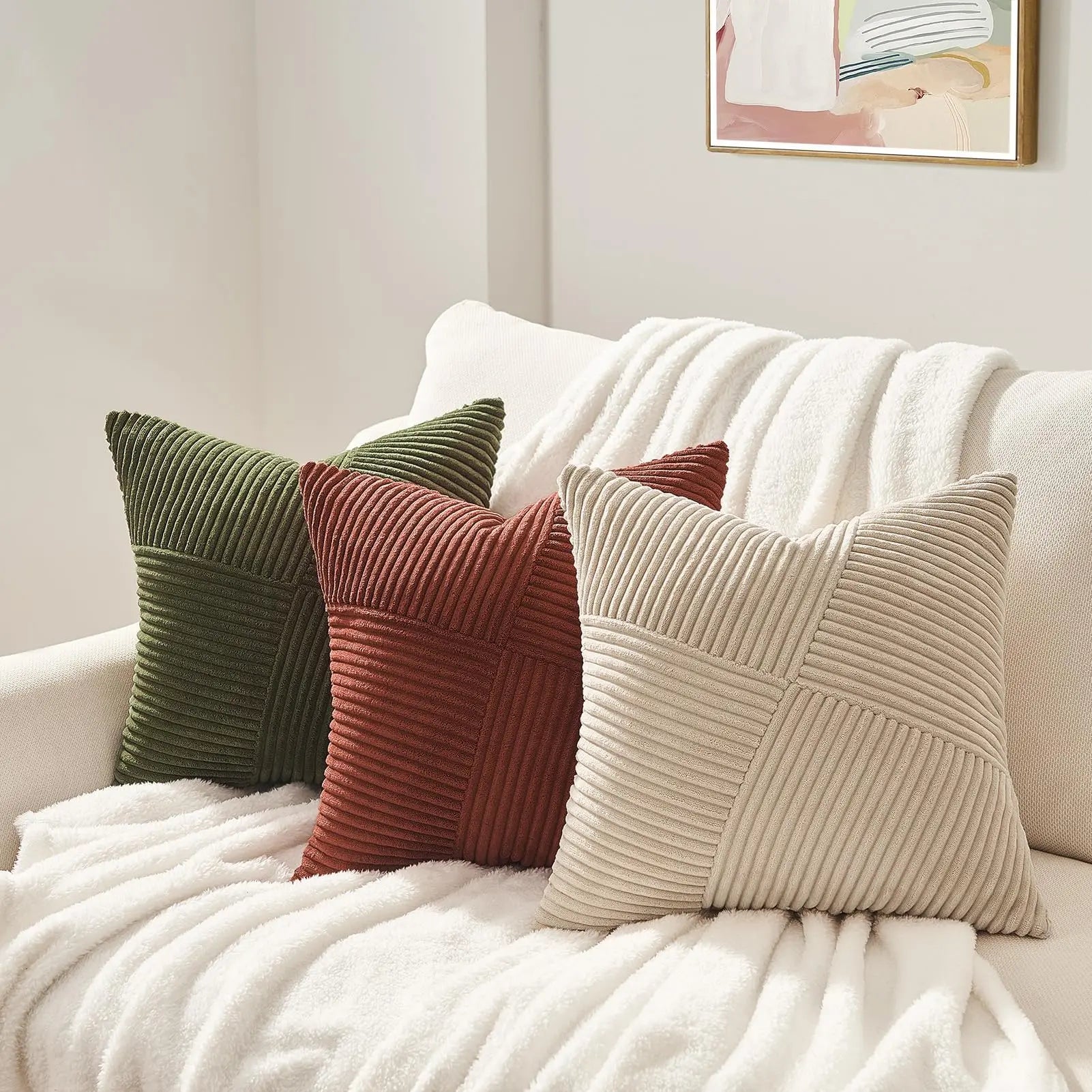 2025 New Spring Decorative Throw Pillow Covers Corduroy Boho Windmill Textured Cushion Cover 45x45CM Pillowcases Home Decor Pi-Mart