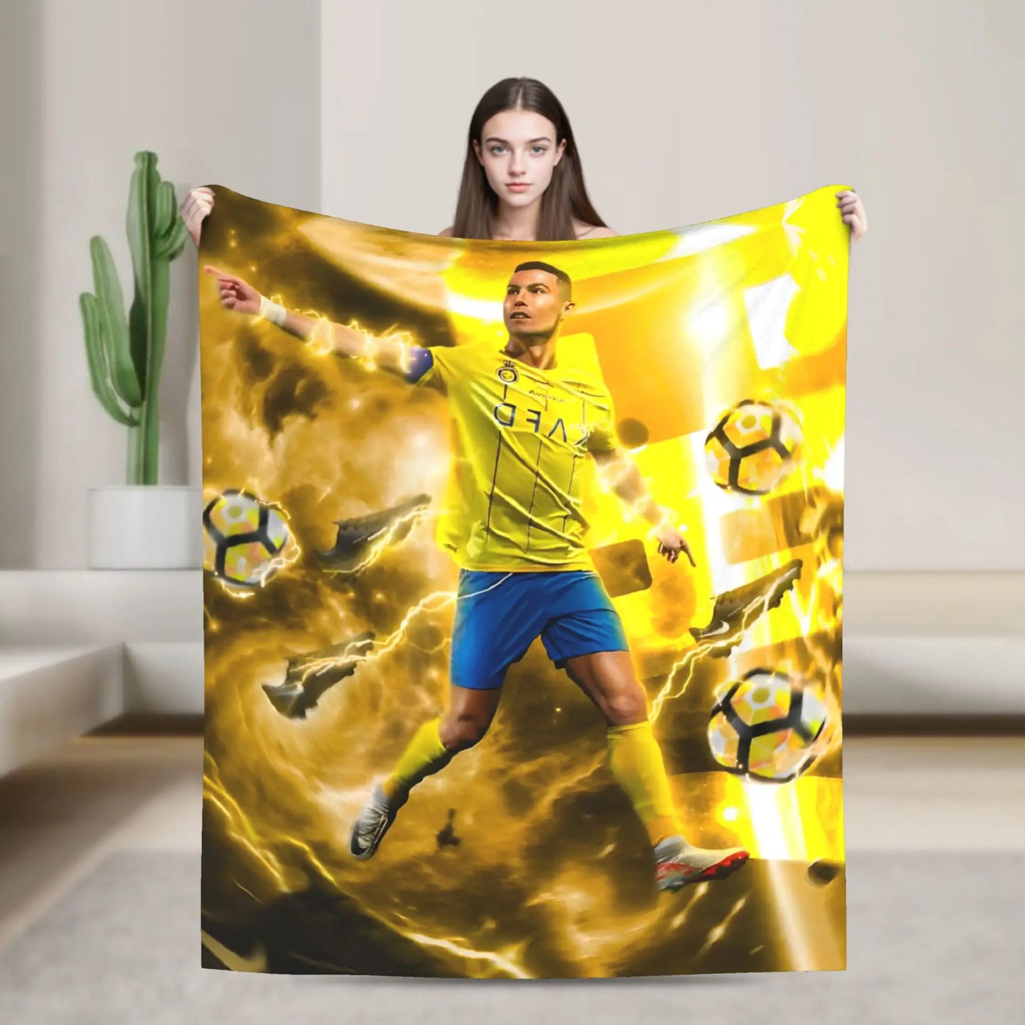 CR7  Football Soccer Blanket Ronaldos Flannel Funny Warm Throw Blanket for Bedding Lounge Decoration Pi-Mart