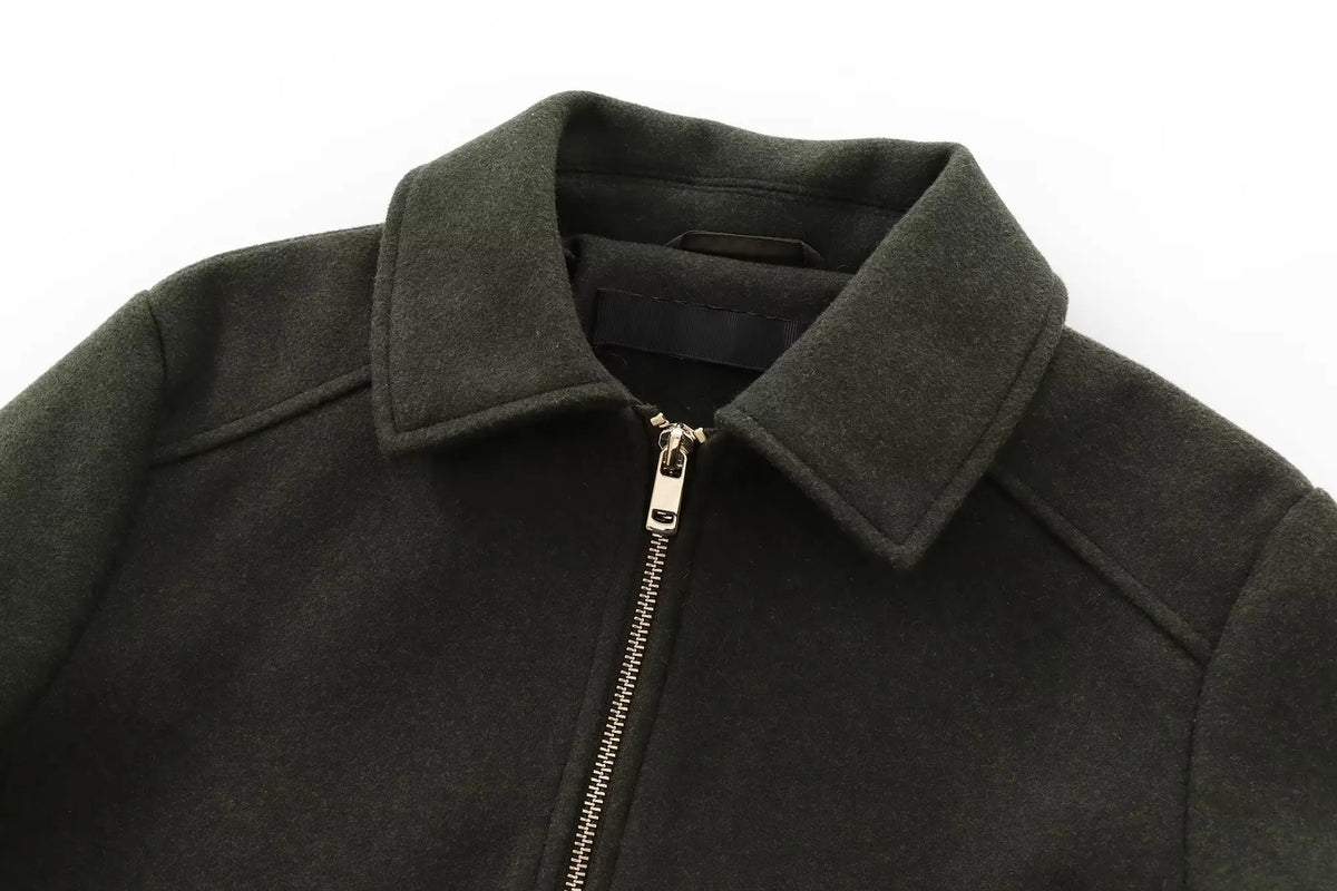 Women's Zipper Jacket Coat New Winter Long Sleeve Pocket Outerwear Coat Short Street Elegant Women's Jacket Pi-Mart