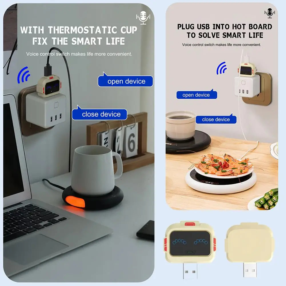 Voice Control Smart USB Socket Converter Lamp Protection Lights Switch Expansion Docking Station -English Voice Control Socket Pi-Mart