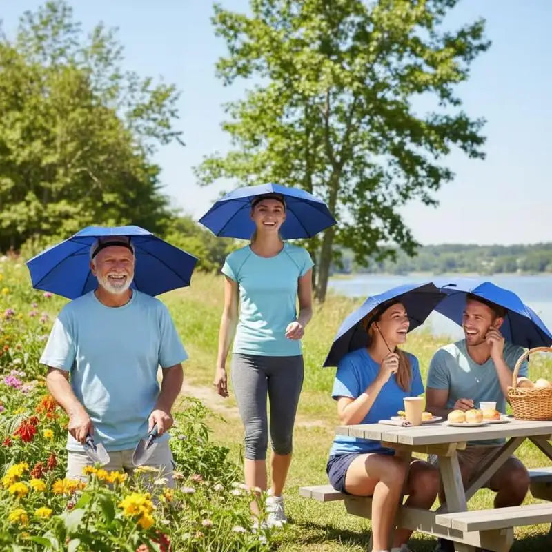 Foldable Head Umbrella Hat Windproof Fishing Head Wearing Sunshade Rain Gear Outdoor Portable Umbrella Camping Beach Head Hats Pi-Mart