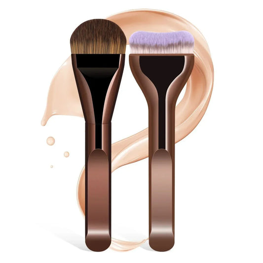 New 2Pcs Professional Foundation Makeup Brushes Soft Dense Hair for Blending Liquid, Cream Flawless Powder Makeup Beauty Tools Tri Light Beauty