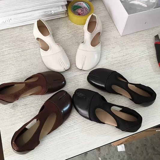 Women Brand Mary Janes Shoes Summer Split Toe Tabi Walking Sneakers Casual Splicing Loafers Designer Ballet Flats Shoes балет Pi-Mart