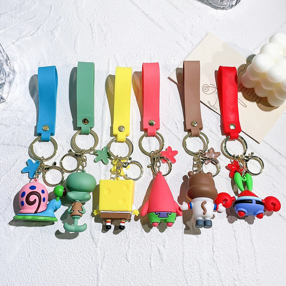 Anime Spongebob Squarepants Keychain Patrick Star Krabs Gary Sandy Kawaii Toys keychain Christmas gift bag Birthday Gift For Kid Pi-Mart