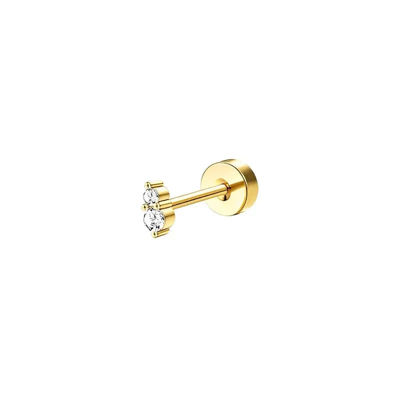 Bobisty 1pc Earrings Surgical Stainless Steel Earrings for Women Dainty Flat Back Earring Stud Hoop Cartilage for Sensitive Ears Pi-Mart