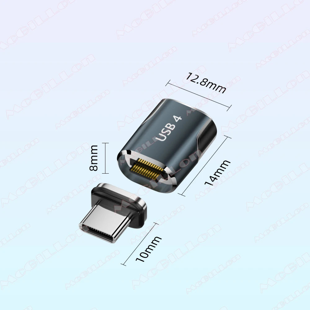 240W USB4.0 80Gbps Thunderbolt5 Magnetic Type-C OTG USB C To USB-C Fast Charge Magnet Converter Cable 8K@60Hz USB Type C Adapter Pi-Mart