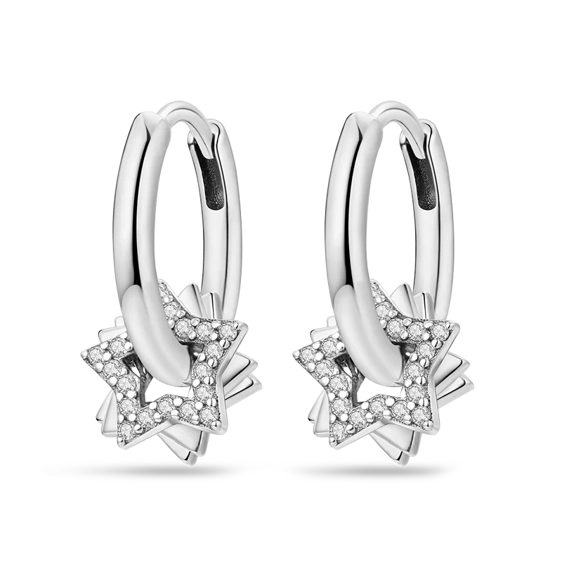 Genuine 925 Sterling Silver Love Feather Earrings Fit Original Charms Hoop For Women Girls Stud Earring Fine Jewelry Gifts Pi-Mart