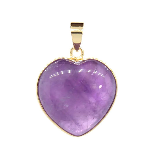 Charms Natural Healing Crystal Heart Stone Pendants For Women Necklace DIY Amethyst Rose Quartz Fluorite Aquamarine Men Jewelry Pi-Mart
