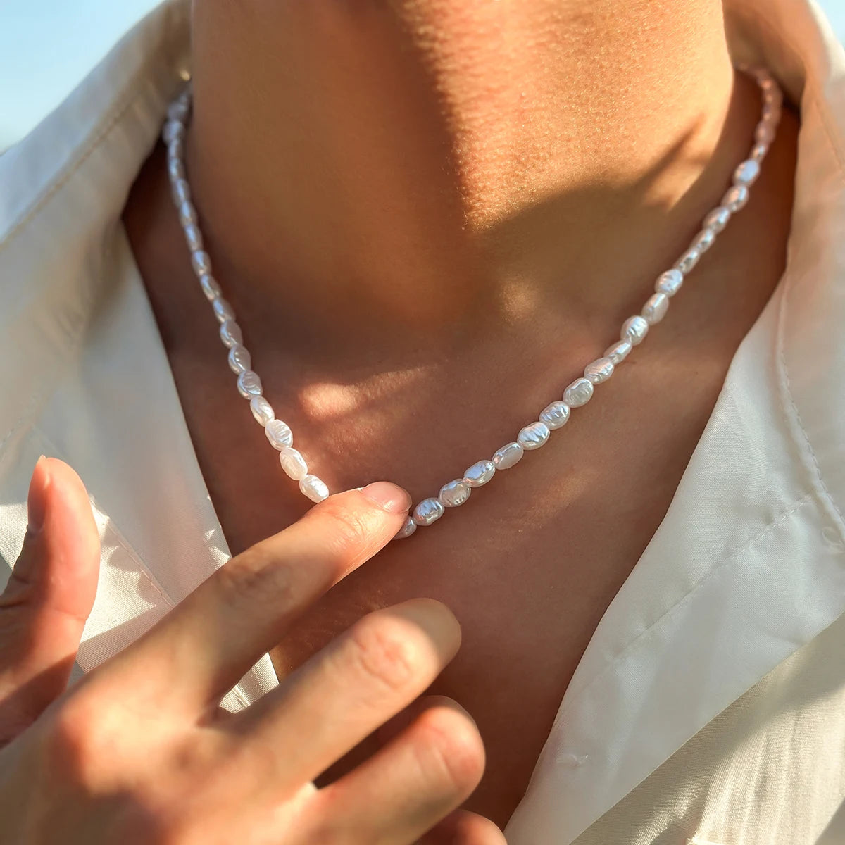 New Fashion Simple Faux Pearl Choker Necklace for Women Vintage Elegant Beaded Temperament Necklace Wedding Party Jewelry Gifts Pi-Mart