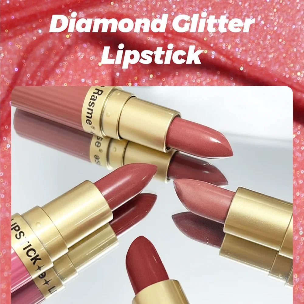 Pearlescent Pink Glitter Velvet Lipstick Metallic Waterproof Long Lasting Matte Shimmer Diamond Lipstick Women Makeup Cosmetic LadyShow.Store