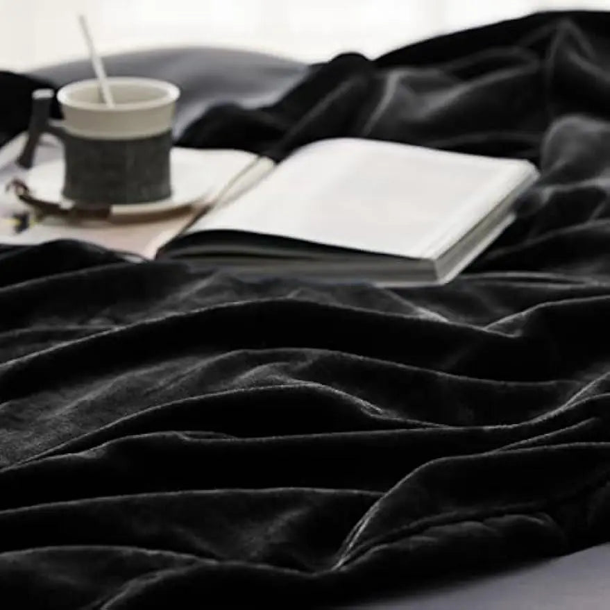 Fleece Blanket Queen Blanket Black - Bed Blanket Soft Lightweight Plush Fuzzy Cozy Luxury Microfiber Pi-Mart