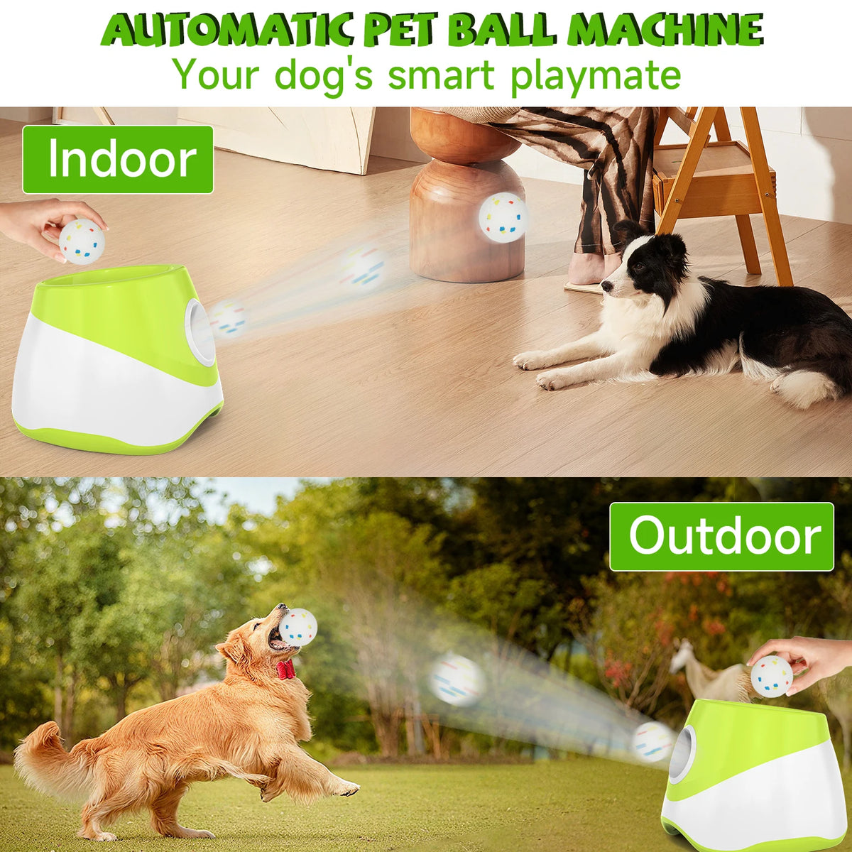 Mini Automatic Dog Ball Launcher 3m/6m/9m,USB Charging Interactive Pet Toy with 3 Tennis Balls for Puppy Indoor Outdoor Exercise Pi-Mart