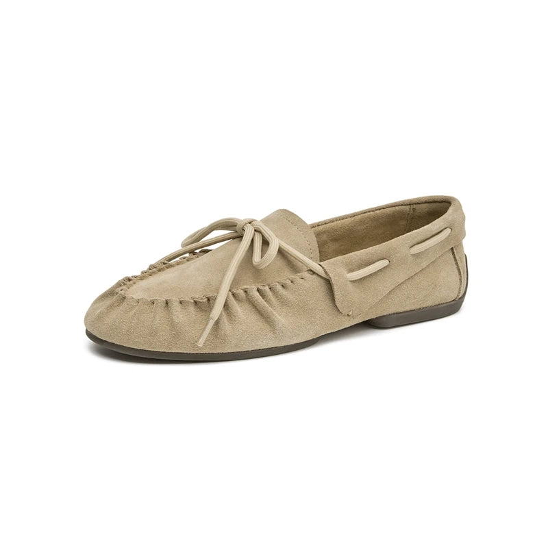 AIYUQI 2026 New Women's Flats Shoes Hand-sewn Pleats Women Loafers Large Size Casual Leather Female Shoes Pi-Mart