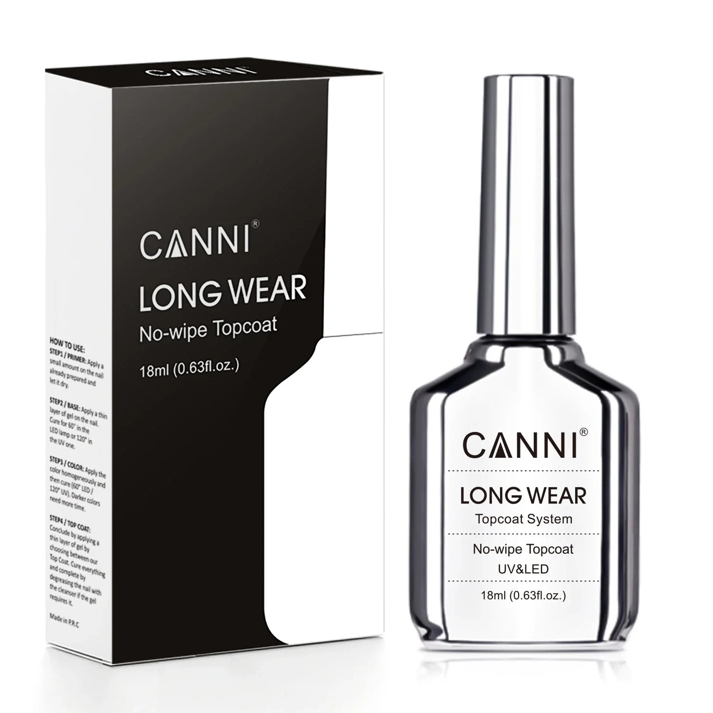 Canni TPO FREE HEMA FREE 18ml Long Wear Diamond Nowipe Top Coat Peeloff Base Coat Soak Off UV LED Gel Polish Nail Manicure Tri Light Beauty