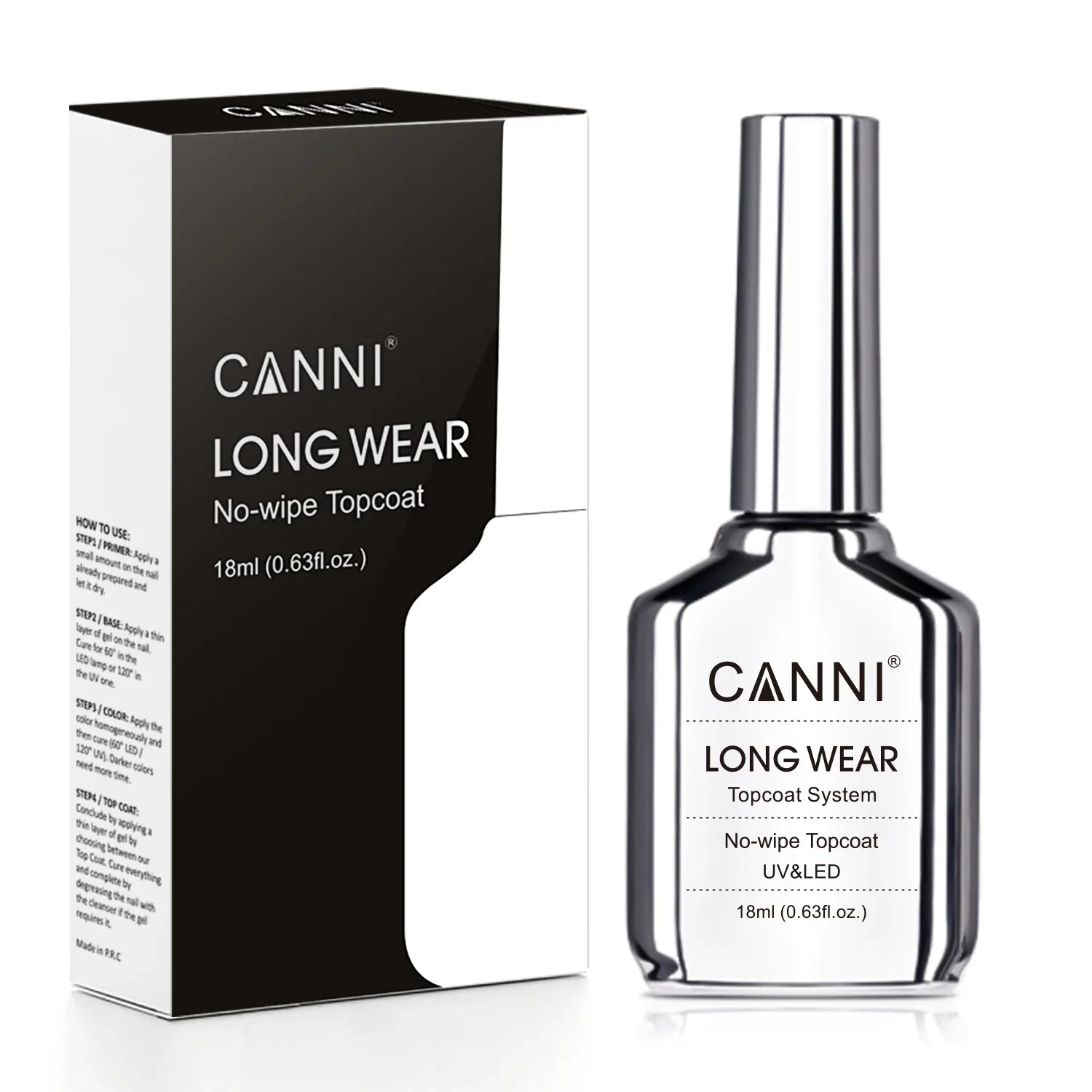 Canni TPO FREE HEMA FREE 18ml Long Wear Diamond Nowipe Top Coat Peeloff Base Coat Soak Off UV LED Gel Polish Nail Manicure Tri Light Beauty