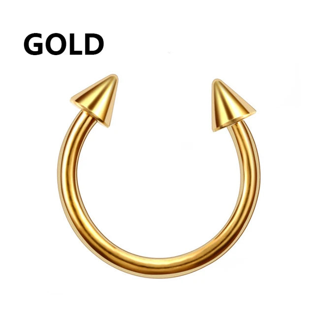 1PC metal Horseshoe Fake Nose Ring C Clip Septum Lip stainless steel Real Piercing Nose Rings Hoop For Women Men Jewelry Pi-Mart