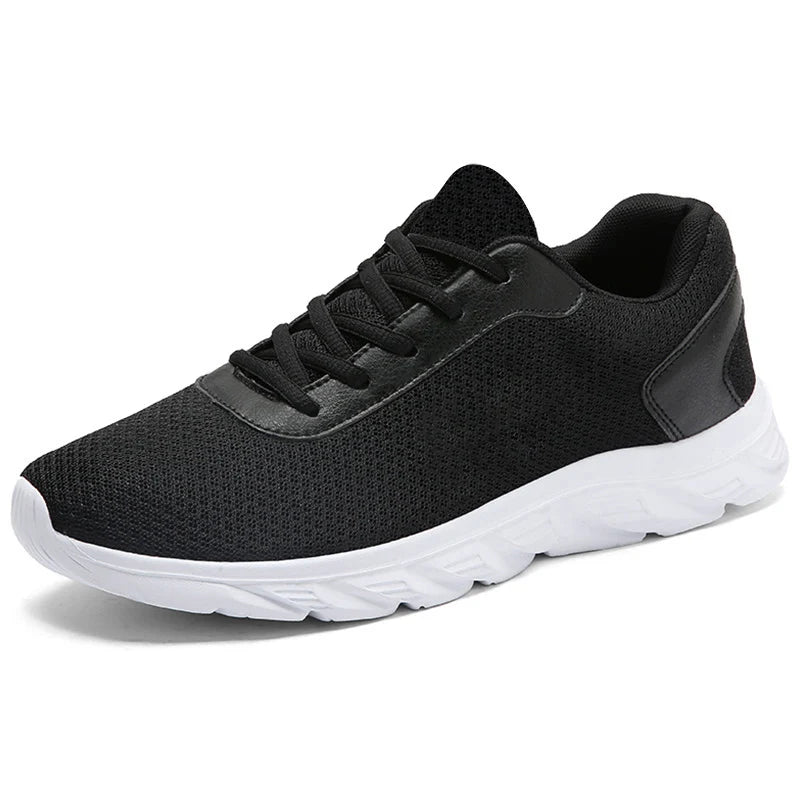 Men's Casual Sports Shoes Men's Black Mesh Breathable Running Shoes Soft Bottom Light Flat Bottom Work Shoes Pi-Mart