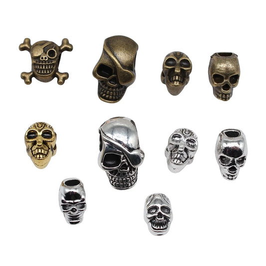 10pcs Skull Beads Beard Loose Beads Spacer Beads Fit Beards Or Hair Decorations Accessories Braid Dreadlock Tube Rings Pi-Mart