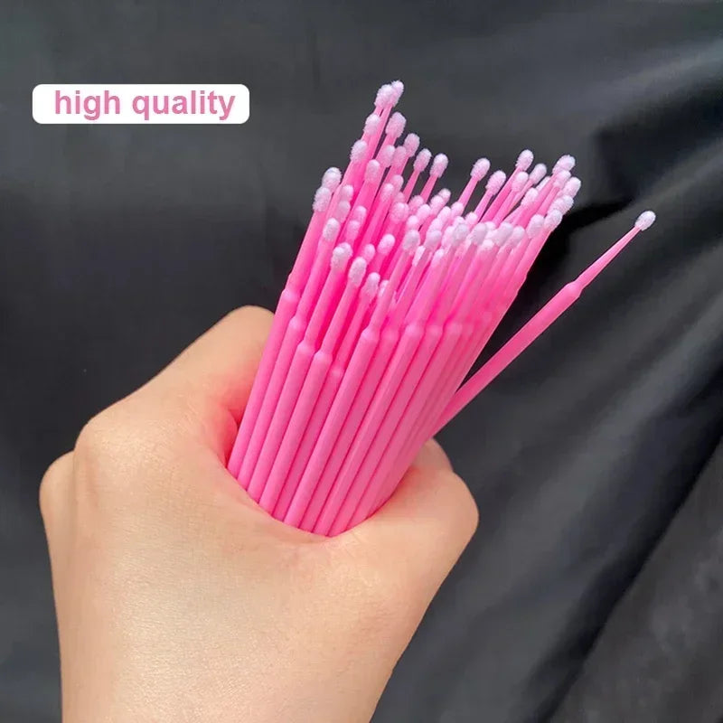 Brush Lash Extension 100Pcs Eyelash Cleaning Micro Cotton Swab Individual Eyelashes Microbrush Beauty Makeup Clean Remover Tools LadyShow.Store