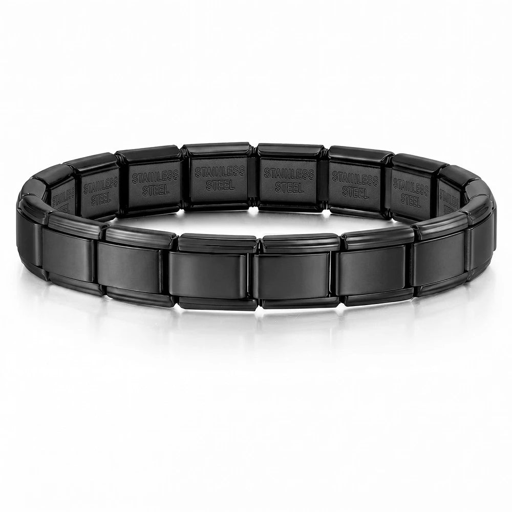 Italian Charm Link for Women Men 9mm Width Silver Gold Color Chain Stainless Steel Bracelet on Hand DIY Making Jewelry Wholesale Pi-Mart