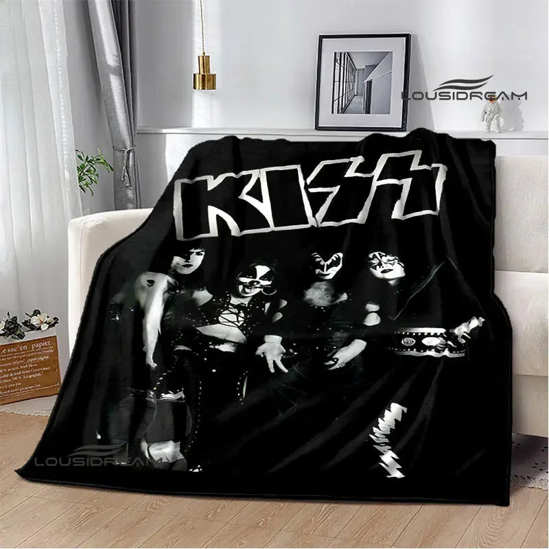 Kiss Band Printed Blanket picnic blanket Warm Blanket Flannel Home Travel Blanket throw blanket bed linings Birthday Gift Pi-Mart