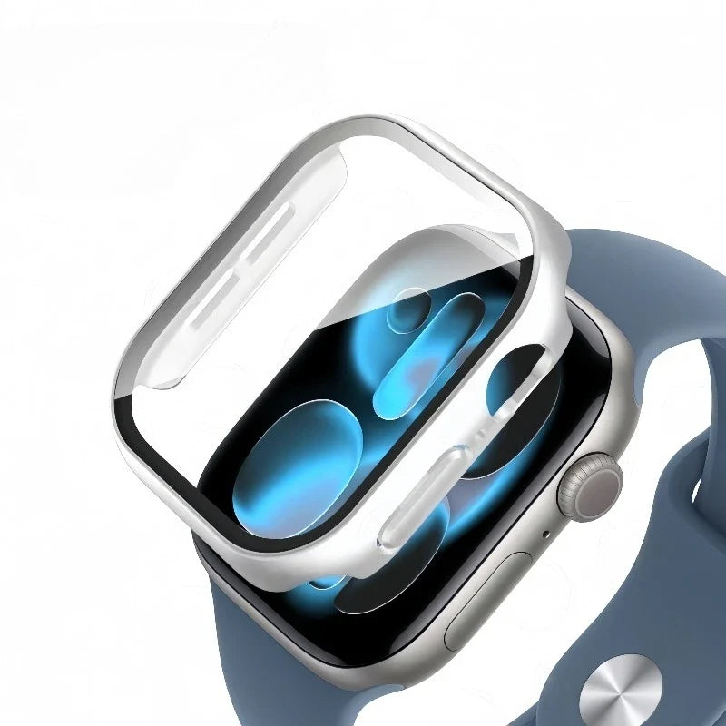 Tempered Glass+Case For Apple Watch 38-40mm 41mm 42mm 44mm 45mm 46mm Screen Protector Protective Cover iWatch 11 10 8 7 9 6 SE 5 LadyShow.Store