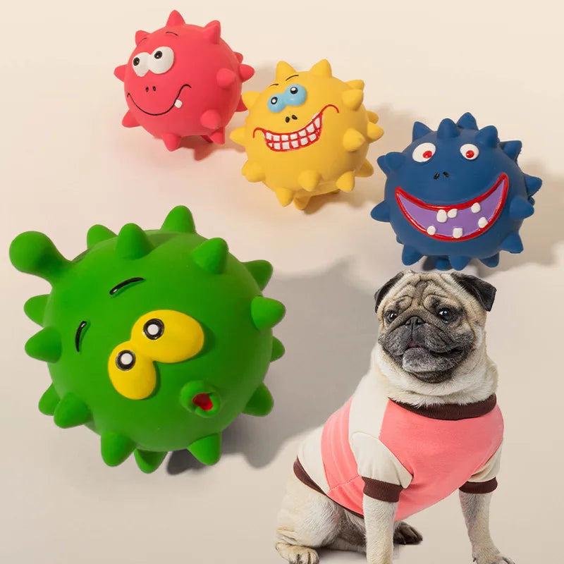 Cute Cartoon Big-Eyed Dog Sound Dog Toy Eco-Friendly Latex Interactive Pet Toy Ball Fun To Relieve Boredom Pi-Mart