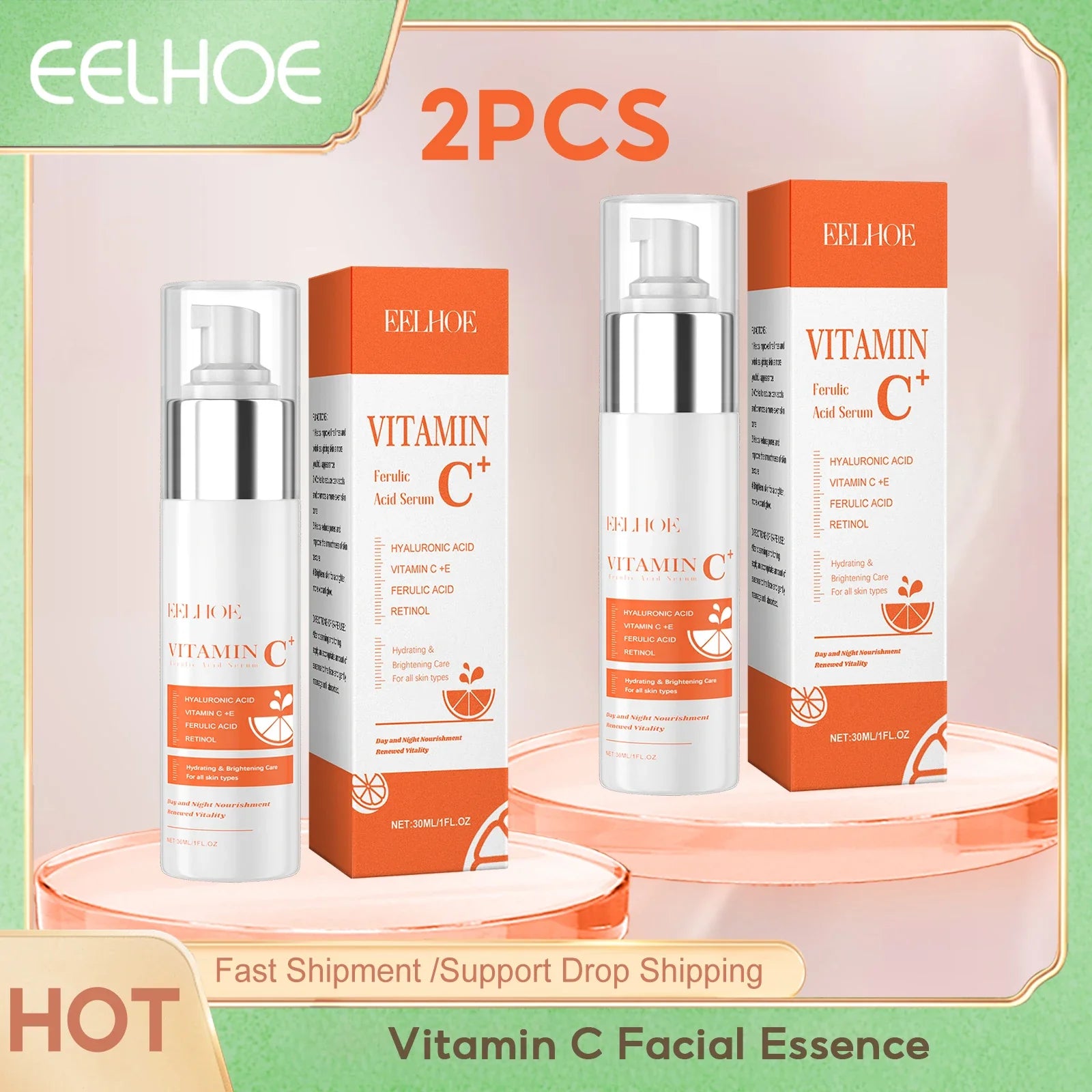 Eelhoe Vitamin C Facial Essence Moisturizing Lifting Reduce Fine Lines Keep Smoothing Anti A-ging Remove Acne Face Firming Serum Tri Light Beauty