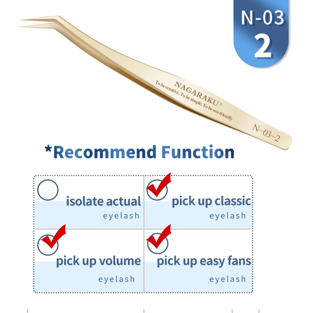 NAGARAKU Eyelash Extension Tweezers Makeup Stainless Steel Eyelash 3D accurate Clip Pi-Mart