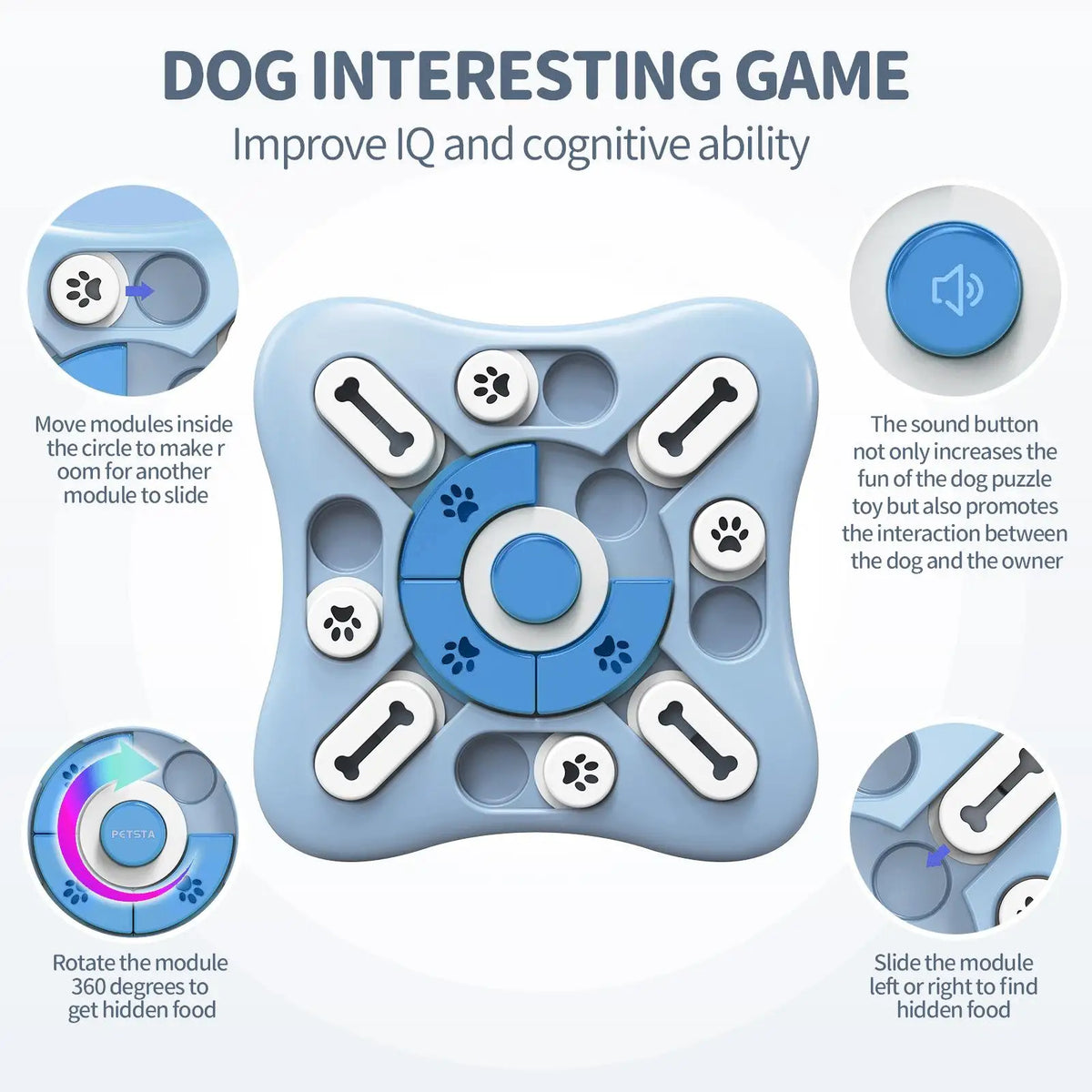 Dog Toys Slow Feeder Interactive Increase Puppy IQ Food Dispenser Slowly Eating NonSlip Bowl Pet Puzzle Cat Dogs Training Game Pi-Mart