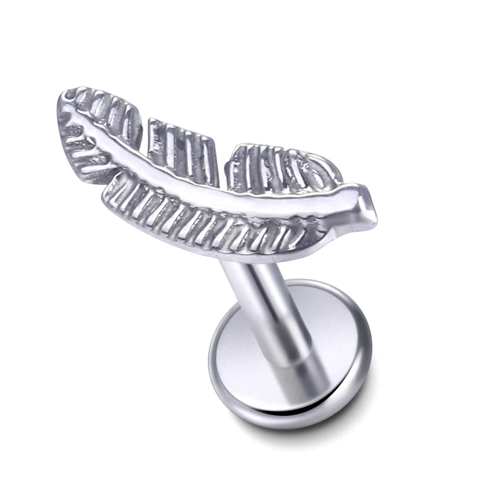1Pc G23 Titanium Cartilage Stud Earrings for Women Lip Stud Labret Piercing Helix Daith Piercing Body Jewelry Pi-Mart