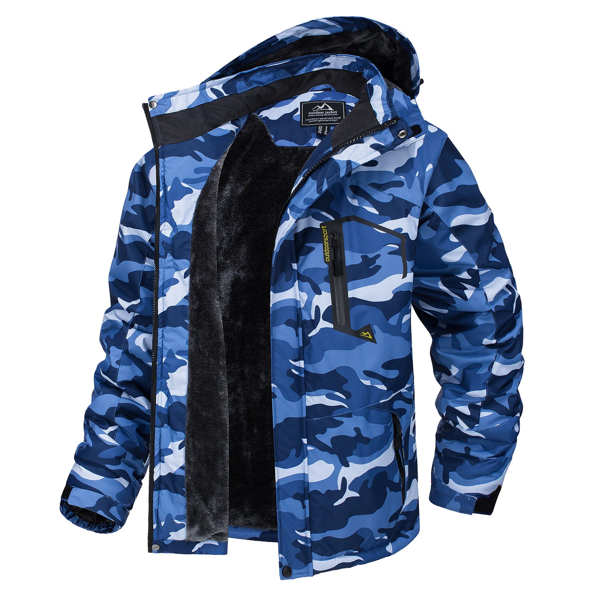 TACVASEN Fleece Lining Mountain Jackets Mens Hiking Jackets Outdoor Removable Hooded Coats Ski Snowboard Parka Winter Outwear Pi-Mart