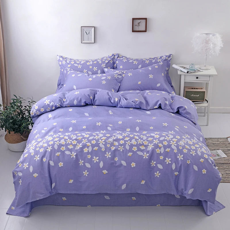 3PC 100% Cotton Duvet Cover Set Printing Bedding Set Cotton Soft Skin Friendly 1 Quilt Cover 2 Pillowcase Pi-Mart