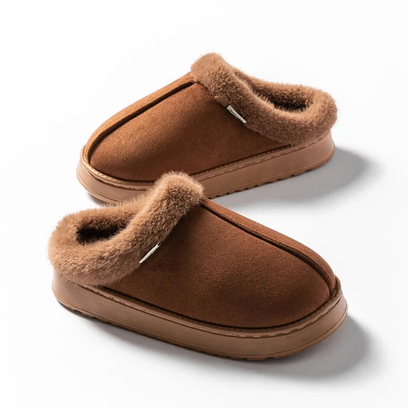 Fashion Women Fluffy Slippers for Autumn and Winter Indoor EVA Thick Sole Anti-Slip and Warm Unisex Slippers for Winter LadyShow.Store