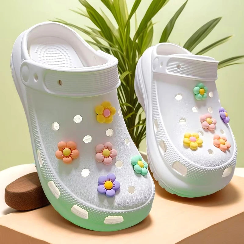 10PCS Fashion Shoe Charms Set Accessories Hole Shoe Buckle 5 Petal Flower DIY 3D Shoes Decorations for Bogg Bag Gift Pi-Mart