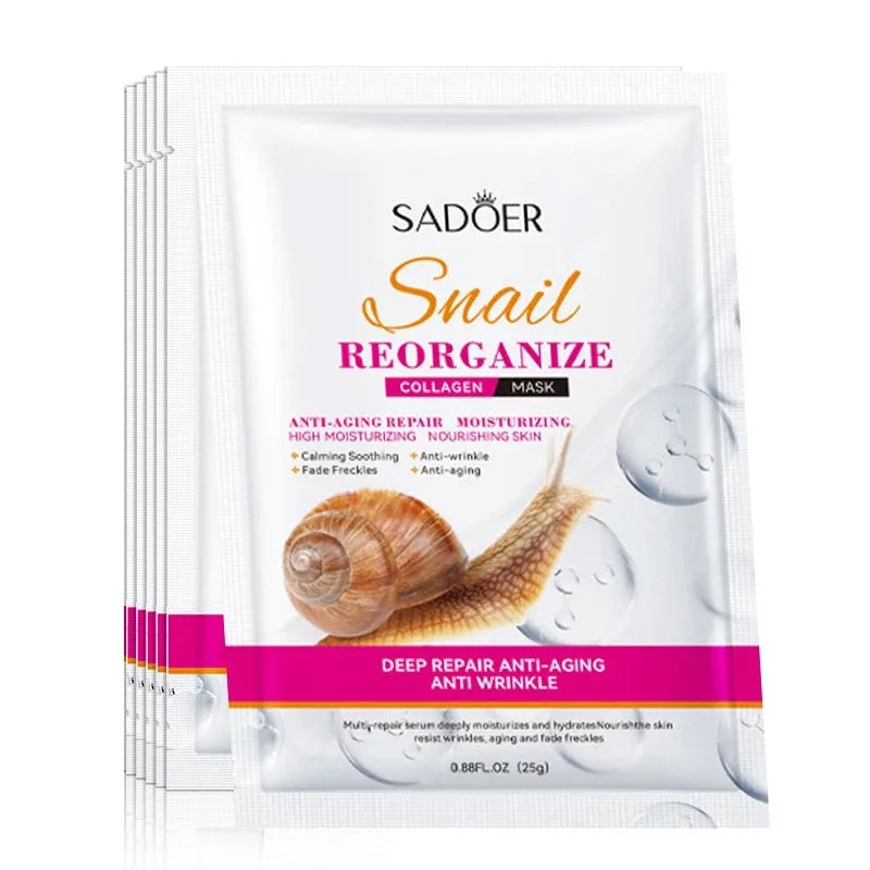 5-Piece Set of Sadoer Snail Collagen Mask, Firming and Moisturizing, Whitening and Hydrating, Facial Skin Care and Beauty Products Tri Light Beauty