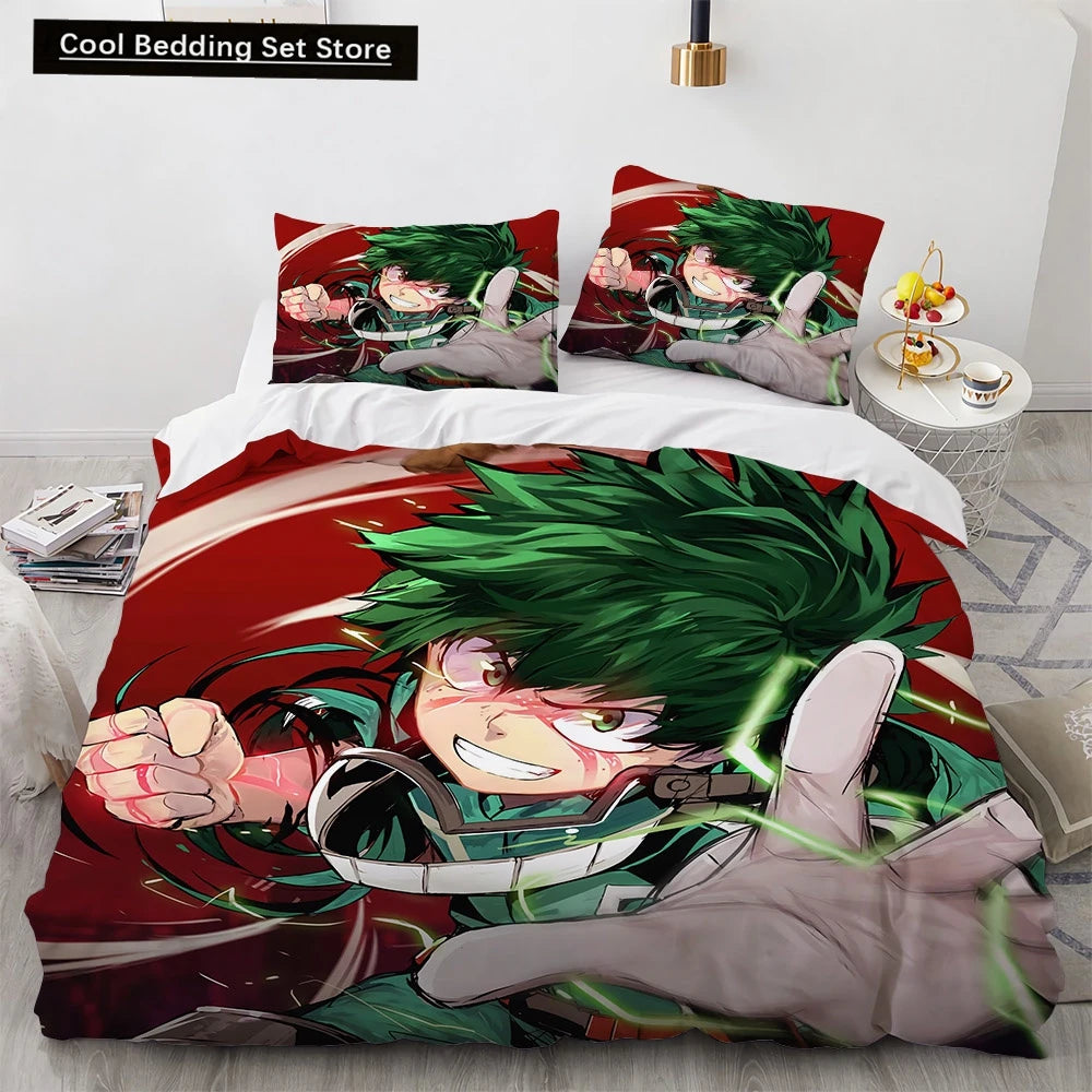 New Anime My Hero Academy Bedding Set Anime Characters Duvet Cover 3D Cartoon Polyester Quilt Cover Queen King Size Kids Boys Pi-Mart