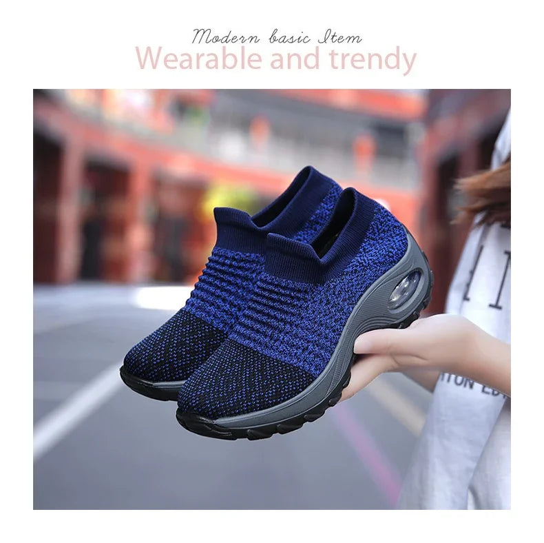 Women Sneakers Summer Fashion Black Sports Casual Shoes Breathable Mesh Lightweight Air Cushion Non-Slip Running Shoe Zapatillas Pi-Mart