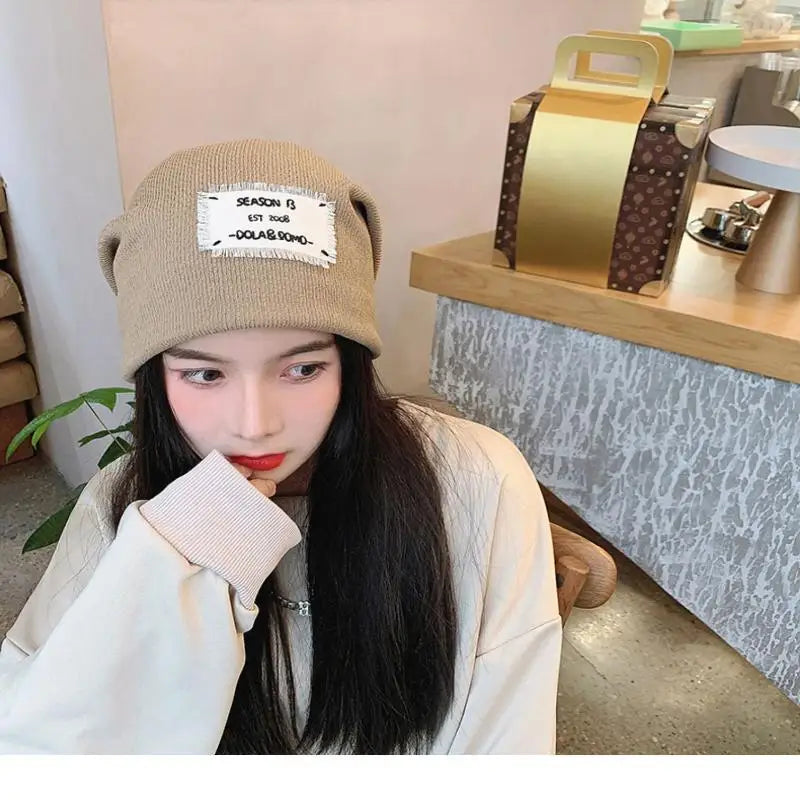 Casual Keep Warm Thin Knit Hat Cute Outdoor Cold Cap Ear Protection Warm Stack Hat For Men Women Pi-Mart