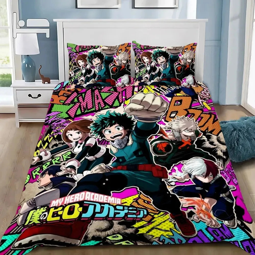 Japan Anime My Hero Academia Bedding Sets Exquisite Bed Supplies Duvet Cover Bed Comforter Set Bedding Set Luxury Birthday Gift Pi-Mart