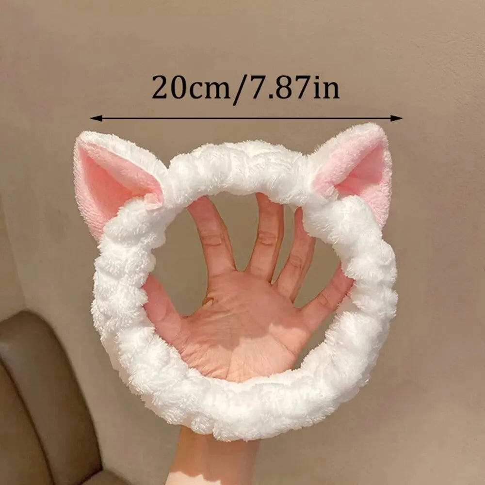Hairband Cat Coral Plush Headband Cute Soft Hair Bow Headband Hairband Wash Face Makeup Headband Bandage Girl Accessories LadyShow.Store