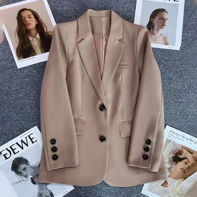 Elegant Office Lady Blazers for Women 2025 Fashion Long Sleeve Single Button Blazer Coats Female Top Suit Jackets Outerwears LadyShow.Store