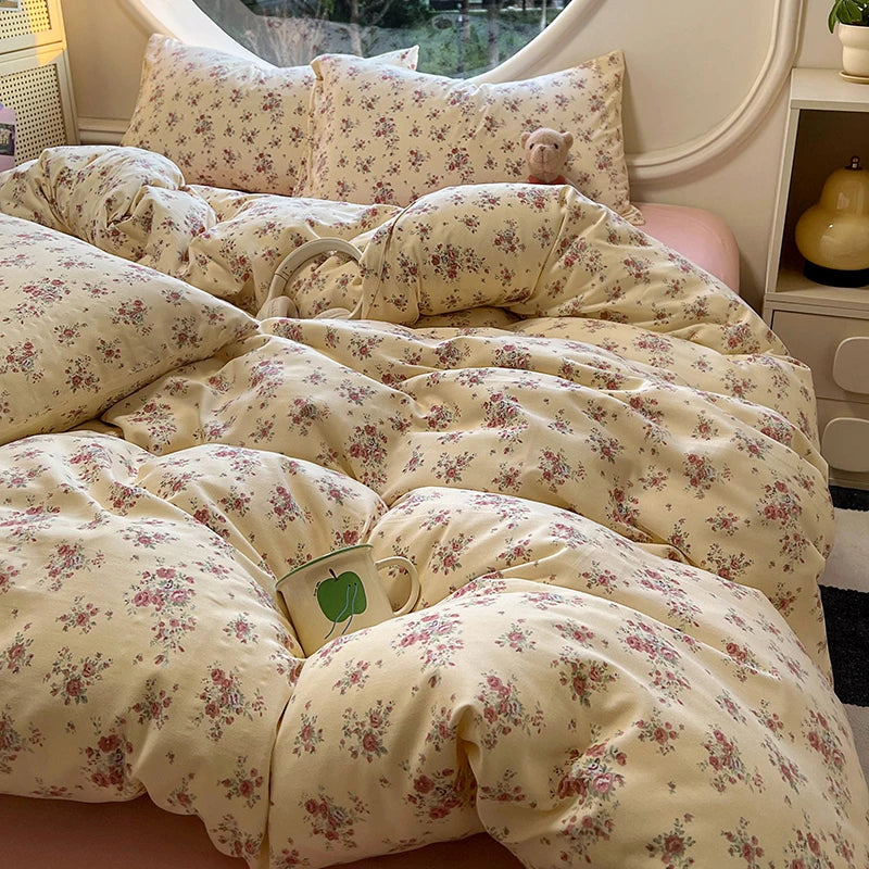 Floral Style Duvet Cover Soft Quilt Cover Single/Double/Queen Size Comforter Covers Girls Room Bedding (Pillowcase Need Order) Pi-Mart