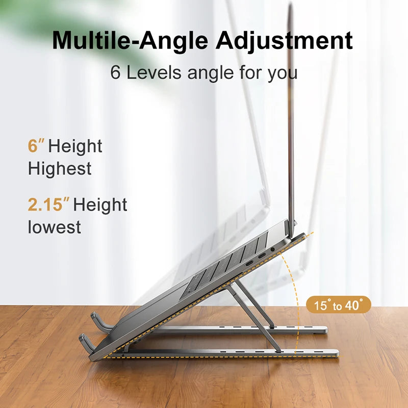Aluminum Alloy Laptop Holder Stand Adjustable Foldable Portable for Notebook Computer Bracket Lifting Cooling Holder Non-slip Pi-Mart