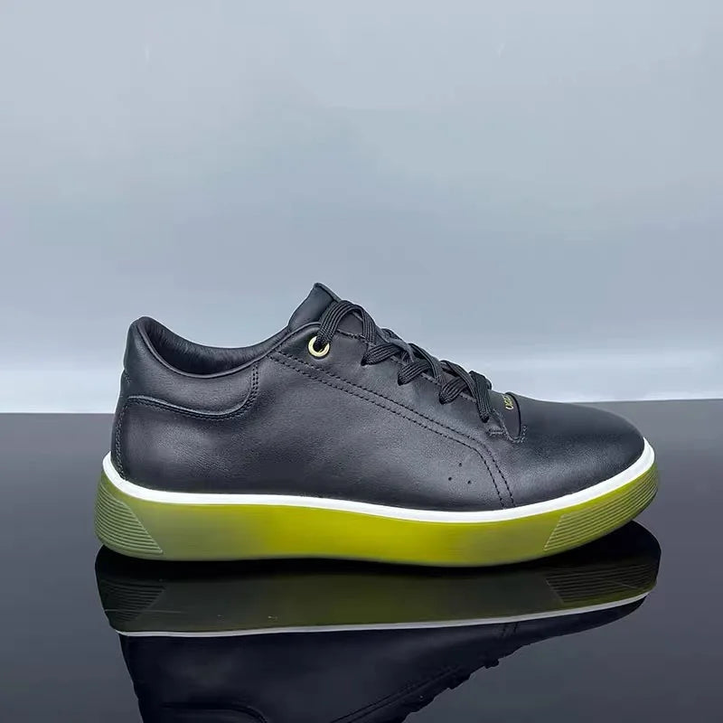 Fashion Genuine Leather Men Sneakers Breathable Comfort Classic Casual Shoes Mens Outdoor Walking Shoes Couple Footwear Pi-Mart