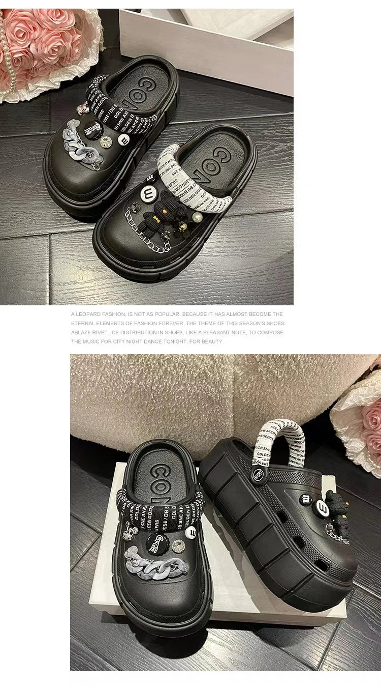 Fashion Charms Clogs New Arrival Thick Sole Outdoor Women Slippers High Quality Summer Beach Sandals For Girls Pi-Mart