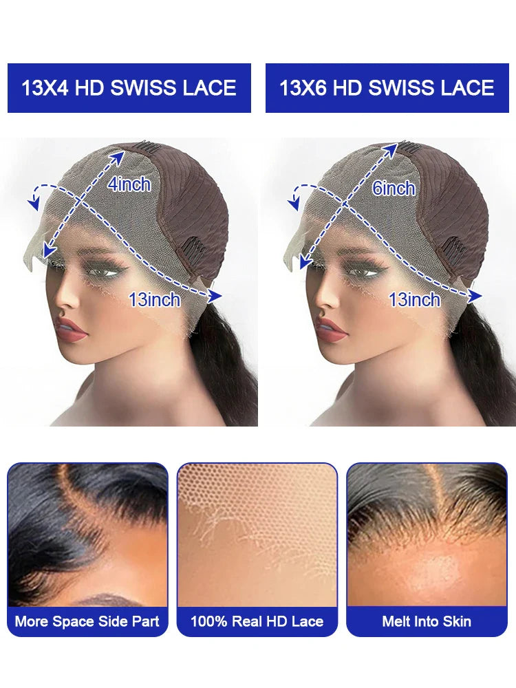 Brazilian 40 Inch Real 250 Density Glueless Hd Lace Frontal Human Hair Wigs Bone Straight 13x4 13x6 Hd Lace Front Wig For Women LadyShow.Store