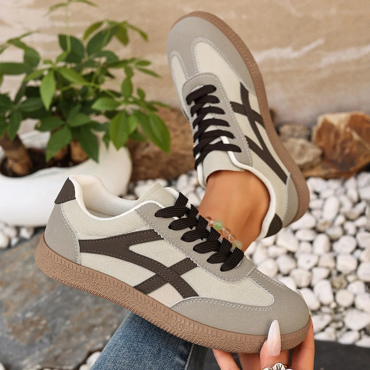 Women Sneakers 2026 Fashion Casual Flats Vulcanize Shoes Round Toe Lace Up Comfortable Flat Shoes for Women Zapatos De Mujer Pi-Mart